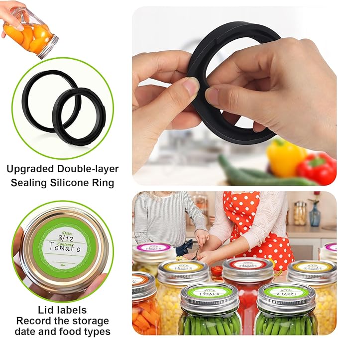 M11 Electric Mason Jar Vacuum Sealer Kit - with Wide and Regular Mouth Mason Lids, Jar Vacuum Sealer for Canning Jars, Vacuum Sealing Machine for Food Storage Black