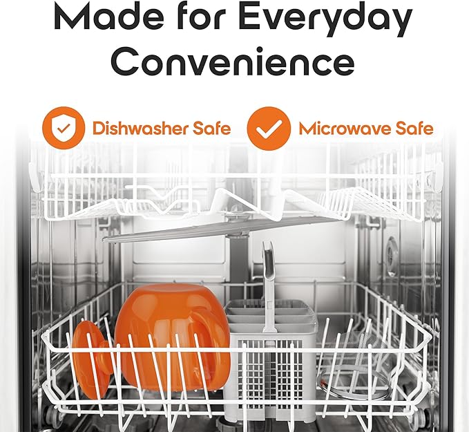 OmniWare 14 Oz Stoneware Teapot with Stainless Steel Mesh Infuser (Orange) - Microwave & Dishwasher Safe, Removable Infuser, Retro-Style Kitchenware Ideal for Loose Tea Brewing