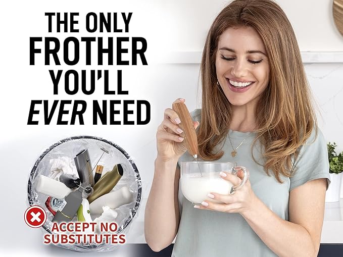 Zulay Powerful Milk Frother for Coffee with Powerful Motor - Handheld Frother Electric Whisk, Milk Foamer, Mini Mixer & Coffee Blender Frother for Frappe, Latte, Matcha, No Stand - Maple