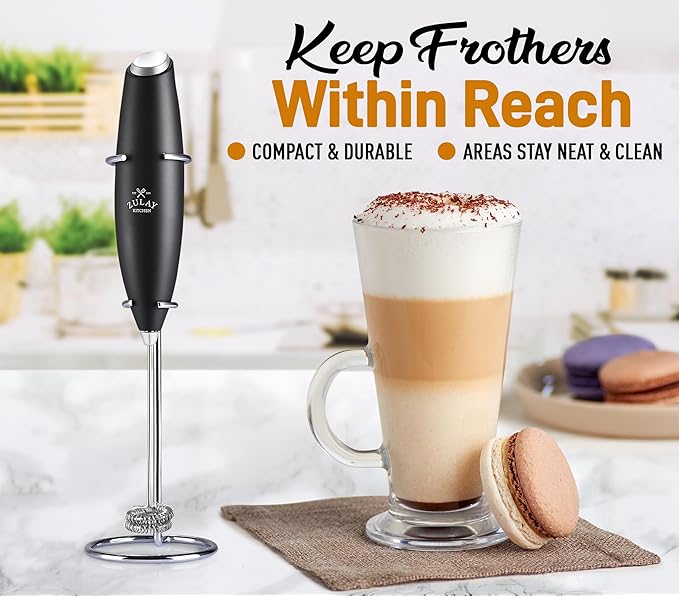 Zulay Kitchen Original Frother Stand - Sturdy, Stainless Steel Stand Holds Multiple Types of Coffee Frothers - Heavy Duty Stand Ideal For Handheld Frothers - Silver