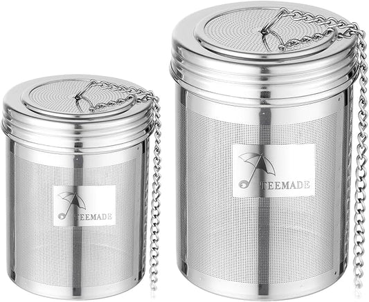 2 Pack Tea Infuser,Extra Fine Mesh Holes Tea Ball Strainers with Threaded Connection,304 Stainless Steel Cooking Filters,Easier to Brew Loose Leaf Tea, Spices,Seasonings,Soup Etc (1M + 1L)