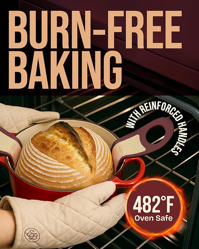 Pro Silicone Bread Sling 2 Pcs - 9in Round & Oval 482F Heat Resistant Dough Lifter, Non-Stick Dutch Oven Liners, Long Handles, Reusable Sourdough Bread Baking Supplies, Sourdough Gifts