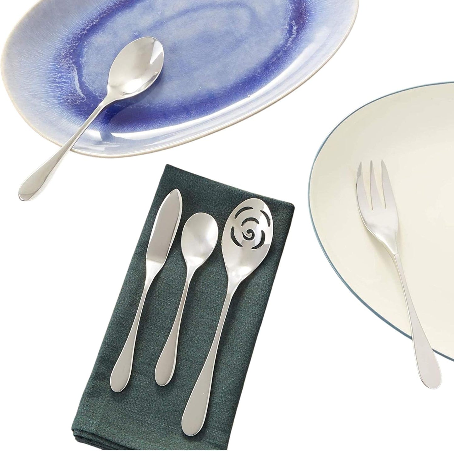 KNORK's Original Flatware Set - 45 Piece Glossy Silverware Set with Knork Forks - Durable and Stylish Knork Flatware Set for Everyday Use, Service for 8