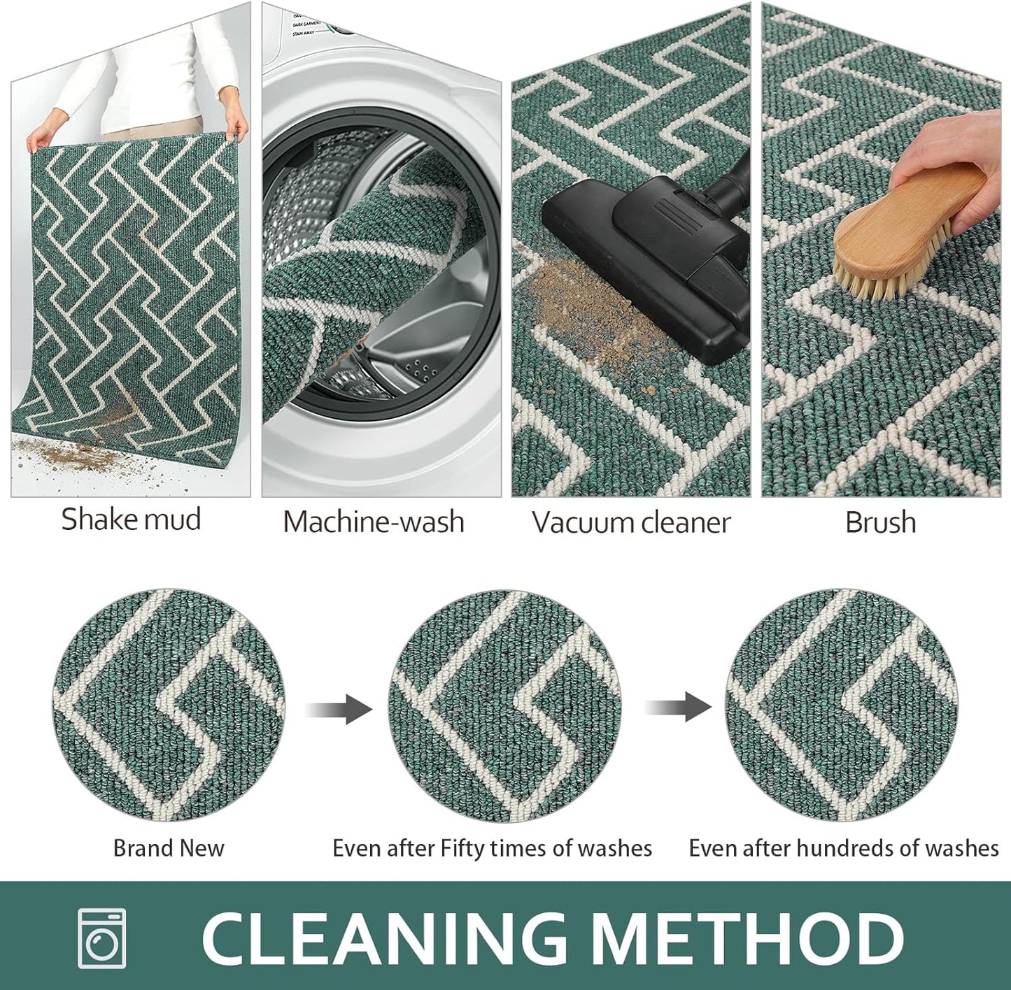 hicorfe Kitchen Rugs and Mats,Kitchen Mats for Floor,47"x71" Non Slip Runner Rug,Absorbent Resist Dirt Comfort Standing Mat Machine Washable for Entryway,Hallway,Front of Sink(Lake Blue)