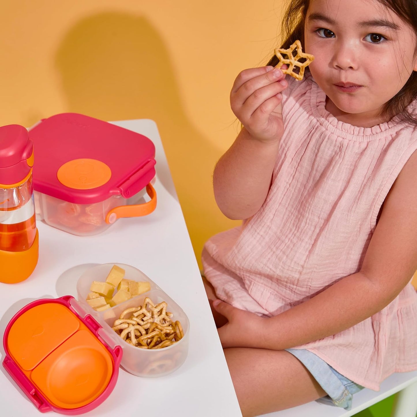 b.box Snack Box (2-pack) Reusable Snack Containers with Lids – Bento Box for Kids & Toddlers, Leakproof Lunch Box, BPA-Free and Dishwasher Safe Snack Container (S'shake + Indigo Rose, 1 3/4 Cup)