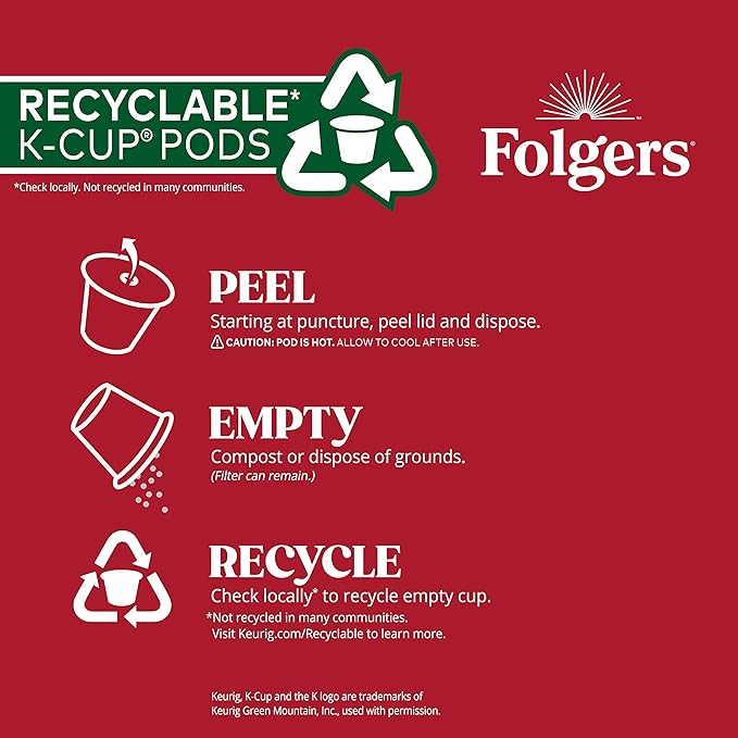 Folgers Classic Roast Medium Roast Coffee, 128 Keurig K-Cup Pods