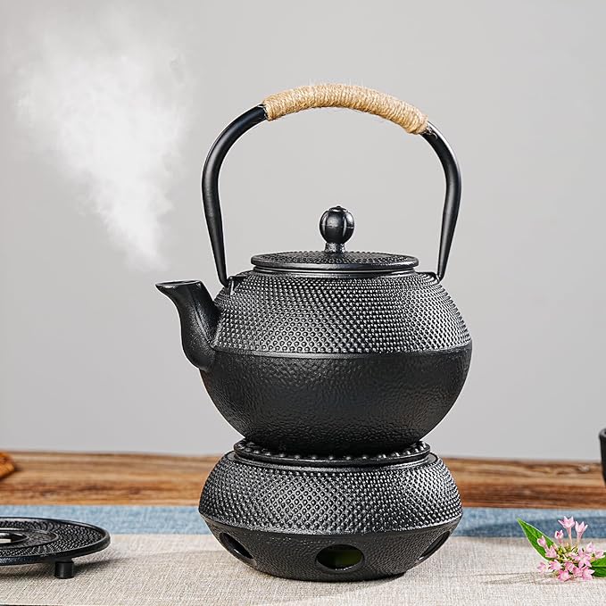 Sungmor Black Cast Iron Teapot Warmer - Japanese Style Candle Warmer for Tetsubin, Durable Heat Retaining Base for Tea Kettles, Traditional Design