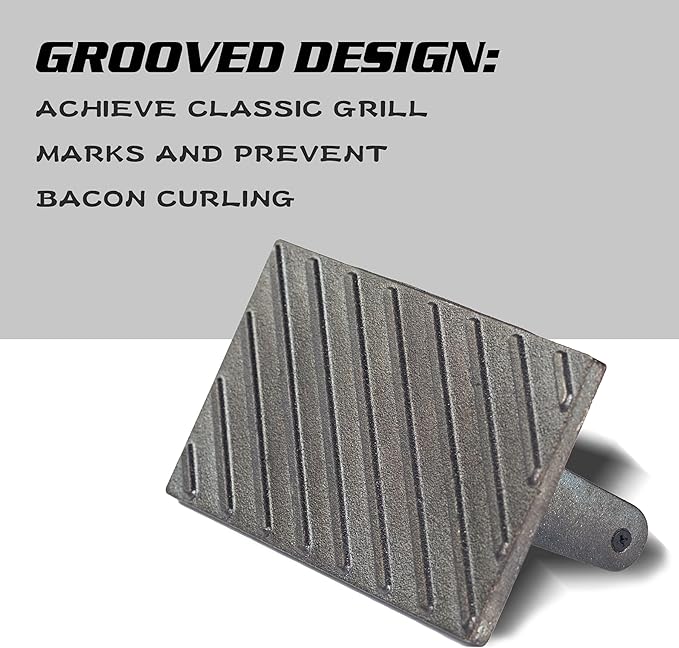 vivicreate Bacon Press, Griddle Press, Grill Press, Meat Press, cast Iron Grill Press, cast Iron Griddle, Iron Press, cast Iron Material with Wooden Handle