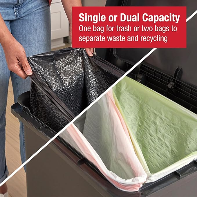 Rubbermaid High-Capacity Step-On Trash Can, 19 Gallon, Single or Dual Stream Trash or Recycling, Charcoal, Stainless-Steel Pedal, for Home/Kitchen/Garage/Apartment