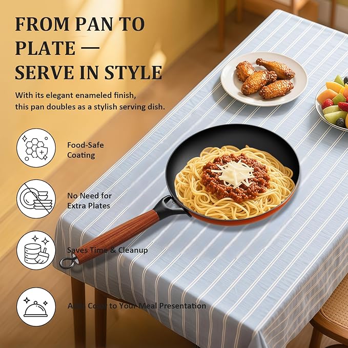 YUTANN Pre-Seasoned Cast Iron Skillet 8 Inch,Diamond-Textured Interior for Crispy, Oil-Saving Cooking,Ideal for Eggs, Steak, and More,Non-Toxic & Easy Clean