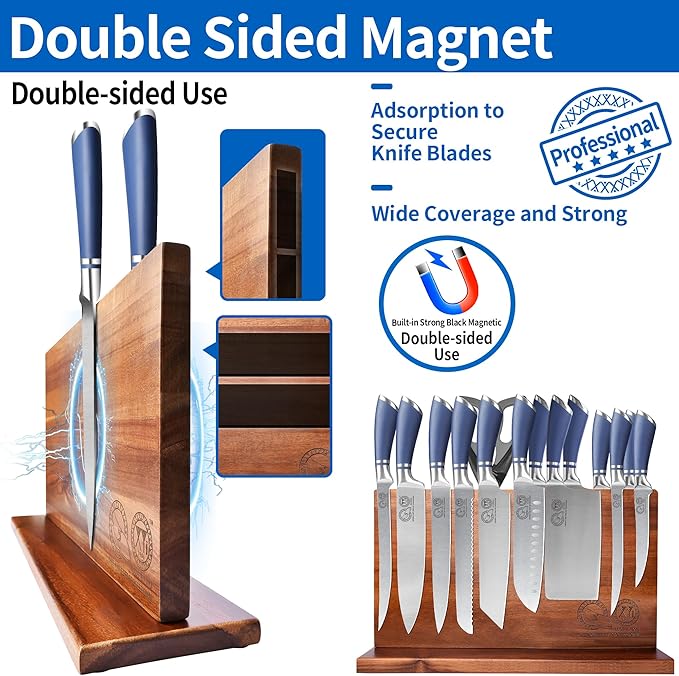 XYJ Knives,Professional Knife Sets for Master Chefs,13pcs Stainless Steel Chef Knife Set with Magnetic Knife Block,Kitchen Tools,Meat Cleaver Butcher for Camping,Kitchen Knife Set