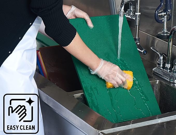 CURTA Cutting Boards for Kitchen, 30" x 18" x 0.5" Green Color Coded Plastic Commercial Chopping Board with Anti Slip Surface Dishwasher Safe