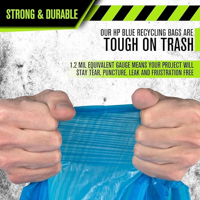 Aluf Plastics 33 Gallon Blue Trash Bags - (Pack of 400) - 1.2 MIL - Garbage or Recycling Bags 33" x 39" - Large Plastic Can Liners - for Industrial, Home, Contractor, Recycling