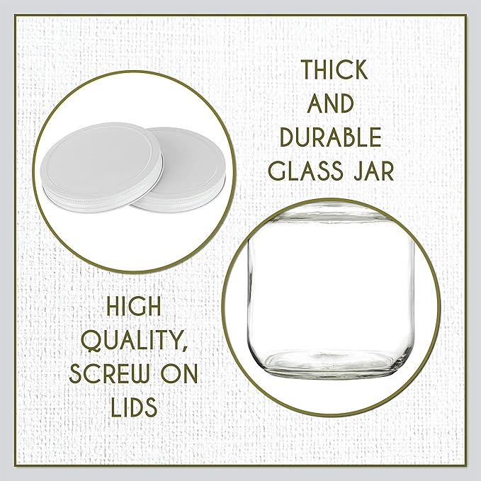 kitchentoolz 2 Pack Large Mason Jars Wide Mouth 64 oz – Half Gallon Glass Jar with Lid – 1/2 Gallon Mason Jar Airtight for Canning, Storing, Brewing, Pickling – Big Mason Jar with Lid