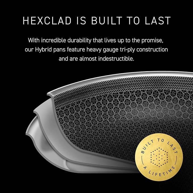 HexClad Hybrid Nonstick 12-Inch Wok, Stay-Cool Handle, Dishwasher-Friendly, Oven-Safe Up to 900°F, Induction Ready, Compatible with All Cooktops