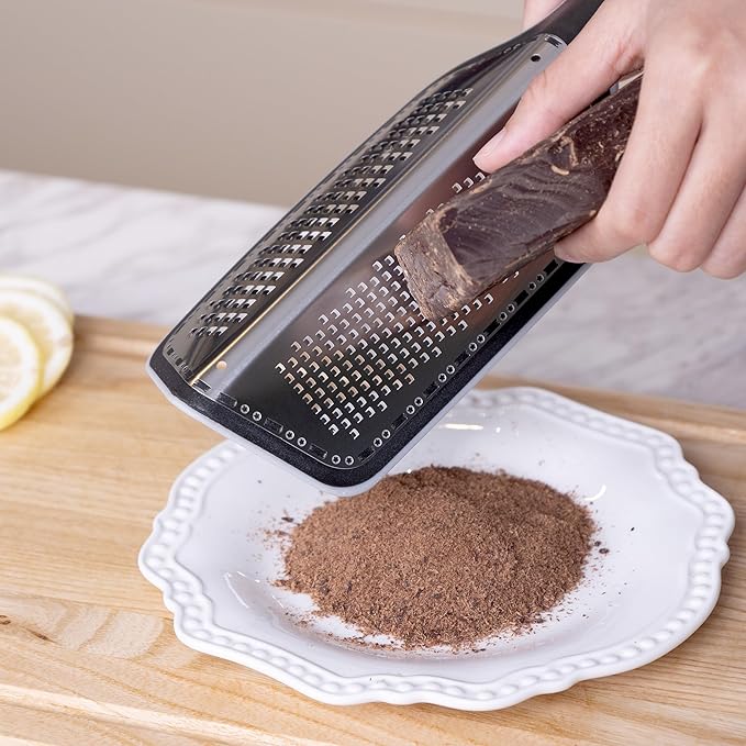 Cohesion Zester Grater Double-sided Graters for Kitchen - Kitchen Lemon Zester Tool for Cheese, Citrus, Garlic, Ginger, Nutmeg, Chocolate, Fruits, Vegetables with Sharp Premium Stainless Steel - Grey