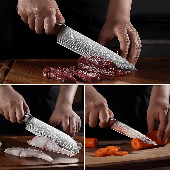 YOTSUBA Kitchen Knives Set 3 PCS, Ultra Sharp Chef Knife Set High Carbon Stainless Steel Blade, for Home & Restaurant Use, With Smooth Ergonomic Handle and Stylish Premium Gift Box