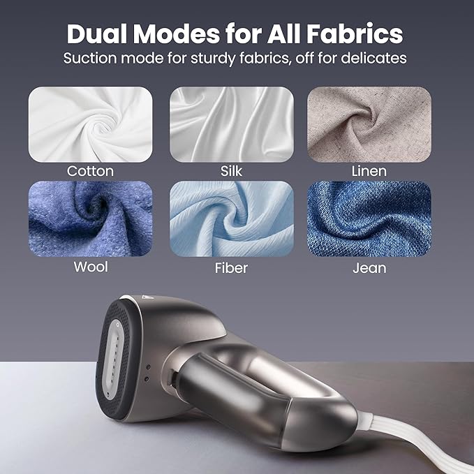Neakasa Magic 1 Vacuum Steamer, Handheld Travel Garment Steamer for Clothes, 2300Pa Suction for Clothes Grips, Steamer Iron 2 In 1, for 110-120V Use (Silver)