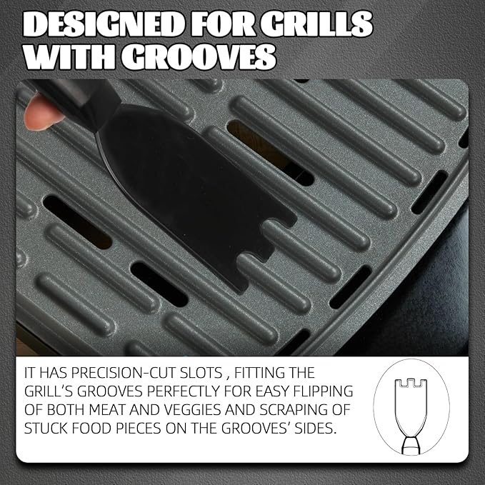 TonGass (2-Pack) Grill Scraper for George Foreman Indoor Grills & Most Other Indoor Grills with Grooves, Heat-Resistant Grill Spatula