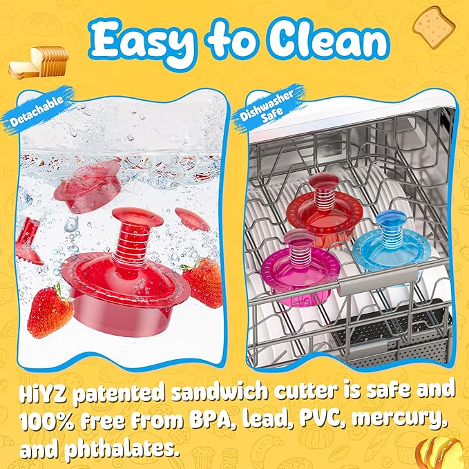 Sandwich Cutter and Sealer Cut and Seal Sandwich Maker, Crustless Peanut Butter & Jelly Sandwich Cookie Cutter (Translucent Red Round)