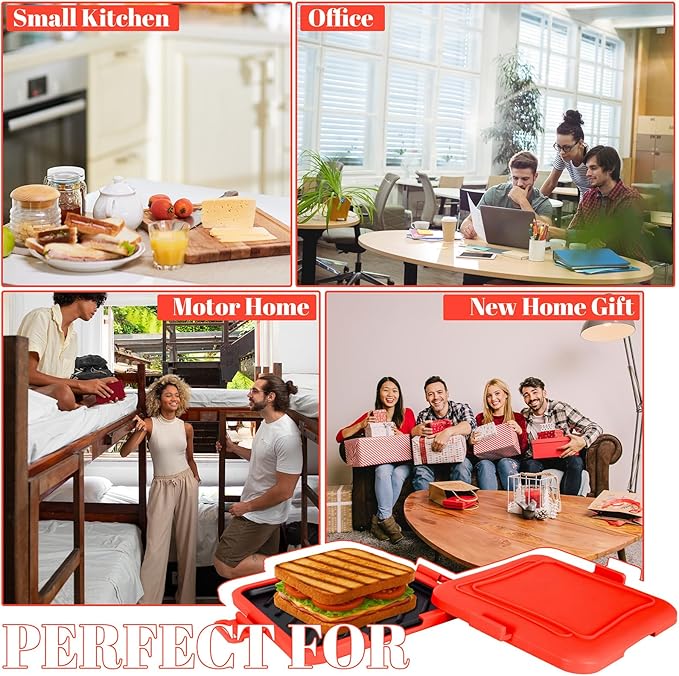 Microwave Sandwich Maker - Microwave Toastie Sandwich Maker，3-in-1 Toastie Panini Press with Dishwasher Safe Design No Electricity Needed Fast Cooking for Travel Friendly/Office/Home(Red)