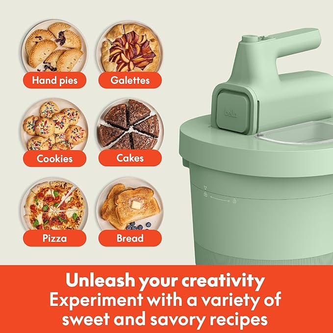 bella 3.5 Qt Hand & Stand Mixer, 2 in 1 Electric Mixer with Bowl, Dough Hook, Whisk & Egg Beater, Multifunctional Handheld Blender & Mixer for Baking, 200 Watt, Seaglass