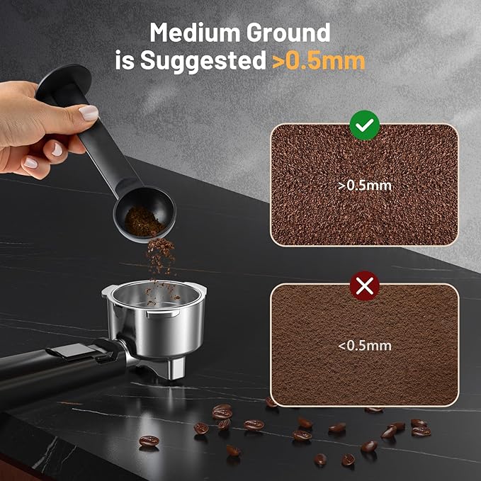 Espresso Machine, 20 Bar Espresso Maker Milk Frother & LCD Panel, Hot & Iced with Rapid Cold Brew, Stainless Steel Espresso Coffee Machine with 41oz Water Tank for Cappuccino, Latte