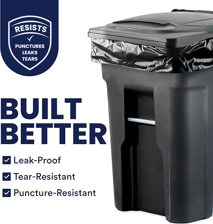 Plasticplace Trash Bags │ 1.5 Mil │ Black Heavy Duty Garbage Can Liners │ 50” x 48”, (100 Count)