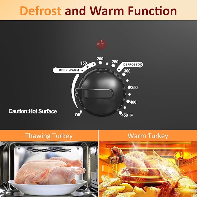 Sunvivi Electric Roaster, 24 Quart Electric Roaster Oven with Self-Basting Lid, Turkey Roaster Oven Buffet with Removable Pan, Cool-Touch Handles, Black