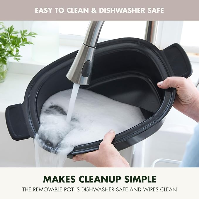 GreenPan Elite 8-in-1 Programmable 6QT Electric Slow Cooker, Dishwasher Safe Lid & Removable Crock, PFAS-Free Healthy Ceramic Nonstick Multi-Cooker, Sear, Sauté, Brown, Steam Basket, Roast, Clay