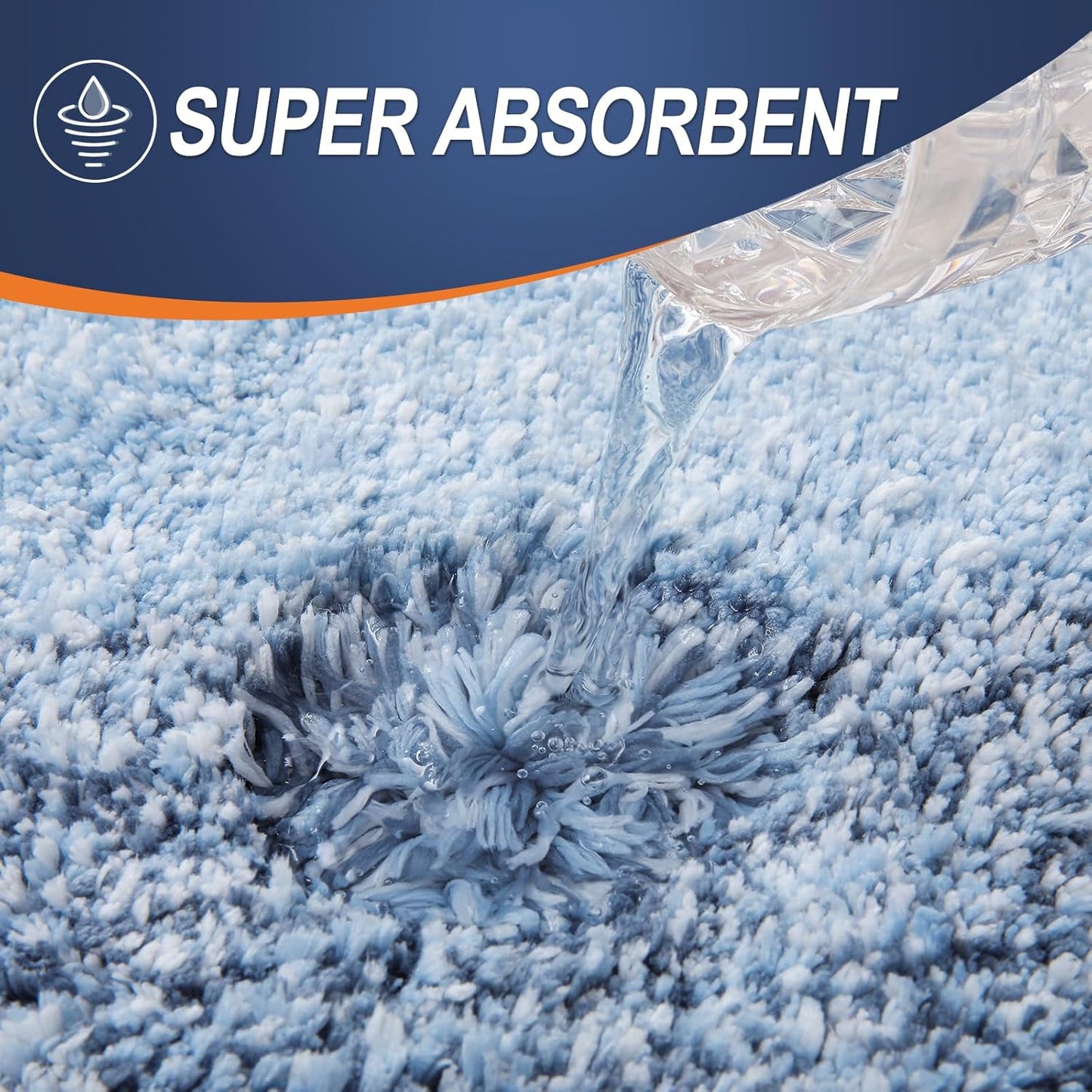 OLANLY Bathroom Rug Mat 24x16, Extra Soft and Absorbent Polyester Bath Rugs, Non-Slip Plush Shaggy Bath Carpet, Machine Wash Dry, Bath Mats for Bathroom Floor, Tub and Shower, Blue