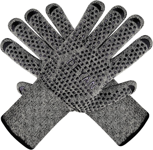 BBQ Grill Gloves, 1472℉ Heat Resistant Oven Gloves, High Temp Resistance Fireproof Glove, Kitchen Hotproof Cooking Mitts for Grilling, Smoking, Baking, Frying