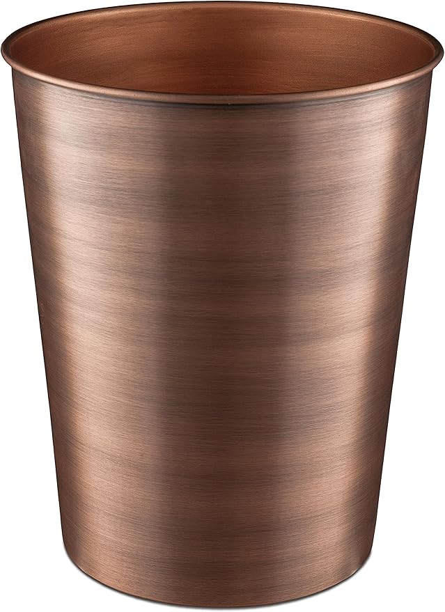 Monarch Abode Copper Handcrafted Metal Wastebasket for Home Office Bedroom, Decorative Waste Basket, Modern Bathroom Garbage Can, Durable & Decorative Trash Bin, Antique Copper Bathroom Trash Can