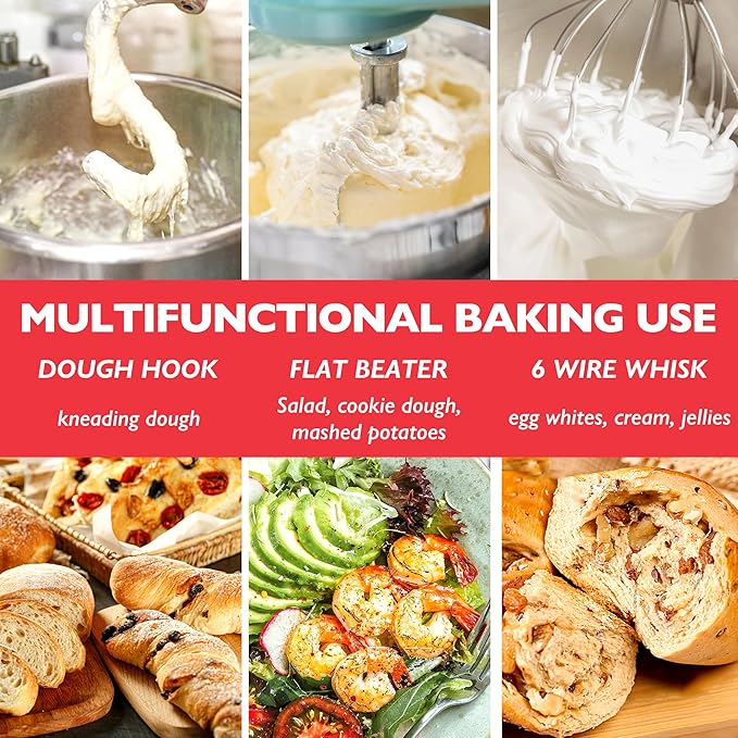 Stainless Steel Accessories for KitchenAid 5-6 Qt Bowl-Lift Stand Mixer, Includes 6 Wire Whisk, Beater, Dough Hook, Dishwasher Safe and Heavy Duty, fits for KP26, KL26, KB26, KSM55/60