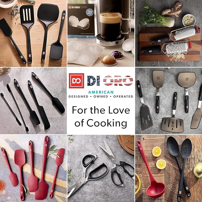New DI ORO Silicone Turner Spatula Set - Kitchen Spatulas for Nonstick Cookware - Cooking Utensils for Flipping Eggs & Pancakes - 600°F Heat-Resistant BPA Free Turners - Dishwasher Safe (4pc, Clay)
