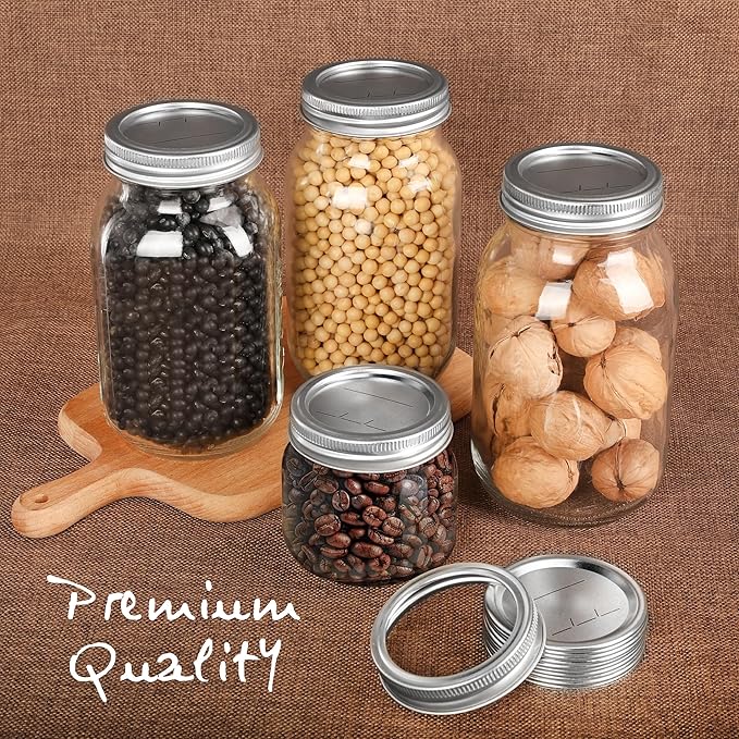 56PCS Canning Lids with Rings For Mason Regular Mouth, Jars Lids With Rings/Bands Mason Jars For Canning Food Fruits DIY Food Grade Material(70mm, 28Lids + 28Rings for Regular Mouth Jar)