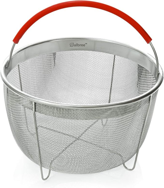 Original Salbree Steamer Basket for 3 qt quart Instant Pot Accessories, Stainless Steel Strainer and Insert fits IP Insta Pots, Instapot, Other Pressure Cookers, with Silicone Handle [6qt 8qt avail]