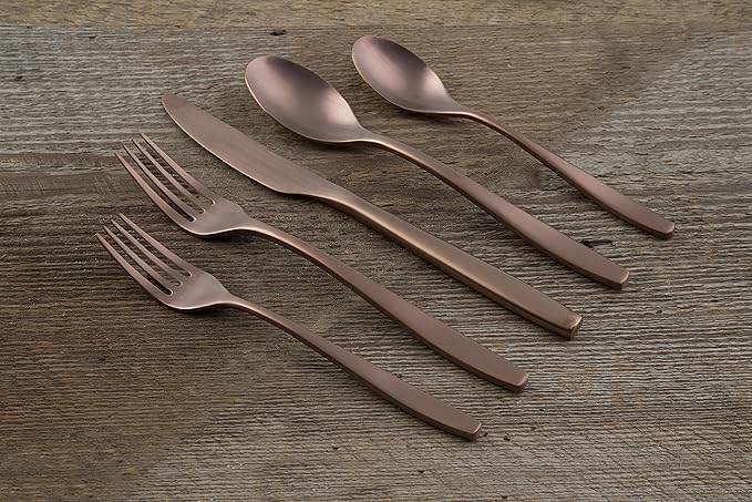 Cambridge Silversmiths Averie Copper Satin 20-Piece Flatware Set, Service for 4