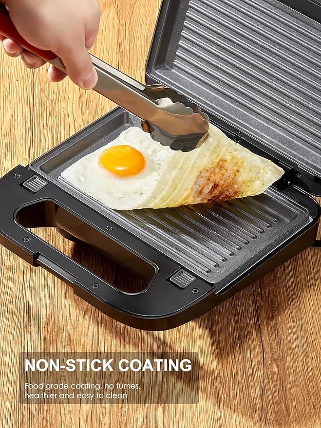 Reemix 3-in-1 Waffle, Grill & Sandwich Maker, Panini Press Grill and Waffle Iron Set with Removable Non-Stick Plates, Perfect for Cooking Grilled Cheese, Tuna Melts, Burgers, Steaks and Snacks, Black (3 in1 Sandwich Maker All Stainless Steel)