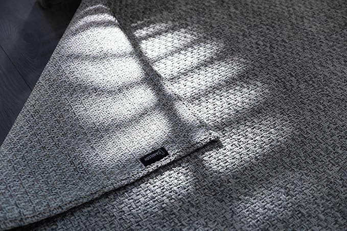CAMILSON Easy Jute Rug 5x7, Indoor Outdoor Gray Color Farmhouse Area Rugs for Living Room Patio and Kitchen Rug, Solid Boho Woven Design, Easy-Cleaning, Washable Outside Carpet Alfombras (5 x 7)