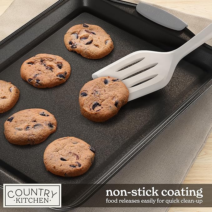 Country Kitchen Nonstick Stackable Bakeware Set - Heavy Duty, Durable, Easy Release Baking Set, Grey, 4 Pcs