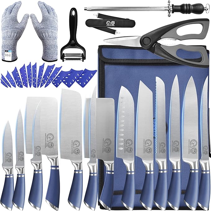 XYJ Knives,Professional Knife Sets for Master Chefs,Meat Cleaver Butcher for Camping,Chef Knife Set with Bag