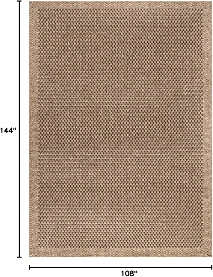 CAMILSON Easy Jute Rug 9x12, Indoor Outdoor Natural Color Fiber Area Rugs for Living Room Patio and Kitchen Rug, Sisal Boho Woven Design, Easy-Cleaning, Washable Outside Carpet Alfombras (9 x 12)