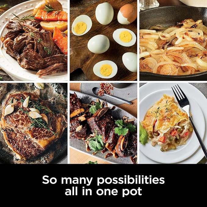 Ninja Foodi PossibleCooker PRO 8.5Qt Multicooker 8 in 1 Slow Cooker, Dutch Oven, Steam Bake Roast Sear Sauté Bread Maker Warmer, Glass Lid, Integrated Spoon, Nonstick (Cherry)