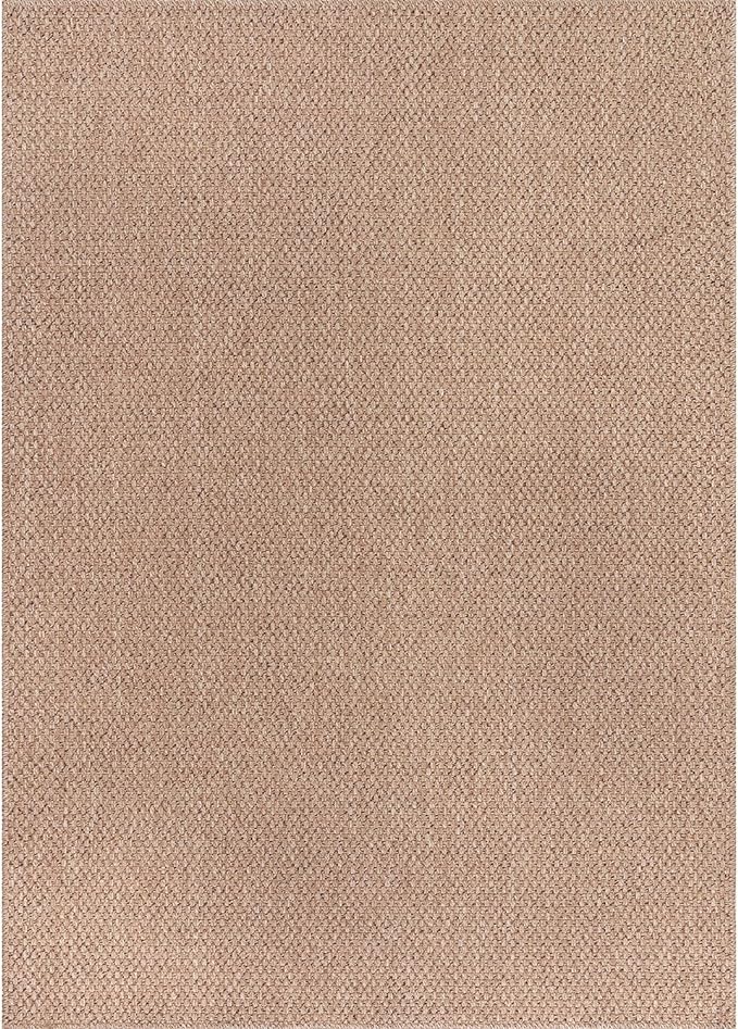 CAMILSON Easy Jute Rug 5x7, Indoor Outdoor Natural Color Farmhouse Area Rugs for Living Room Patio and Kitchen Rug, Solid Boho Woven Design, Easy-Cleaning, Washable Outside Carpet Alfombras (5 x 7)