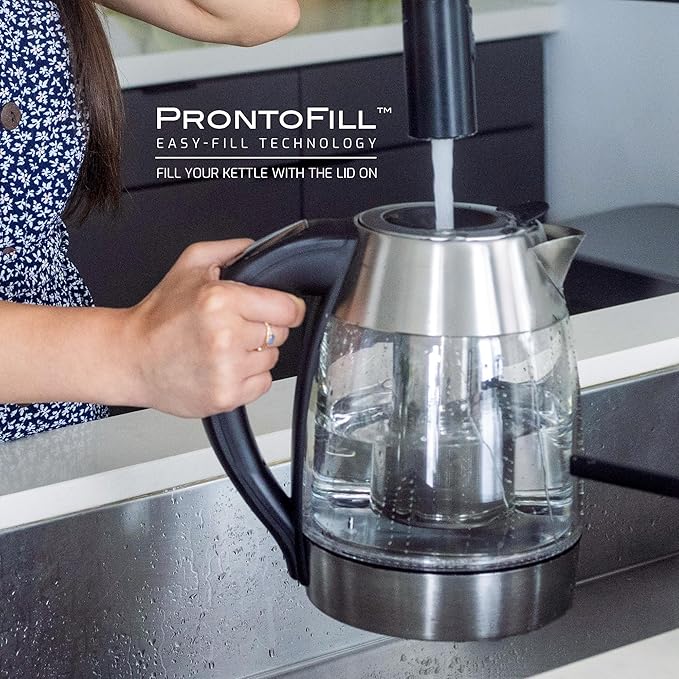 OVENTE Electric Kettle with Digital Temperature Control and Removable Tea Infuser, 1500W Water Heater, 1.7L Double-Wall Insulated Glass, Easy to Fill Lid, Keep Warm Function, and Auto Shut-Off, KD68S