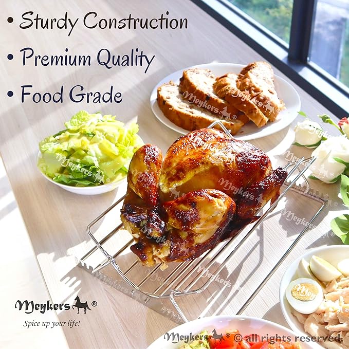 Meykers Roasting Rack Insert | Made of 304 Stainless Steel | for 9x13 Pan Oven Use | Dishwasher Safe | Adjustable Turkey Rack for Roasting Pan