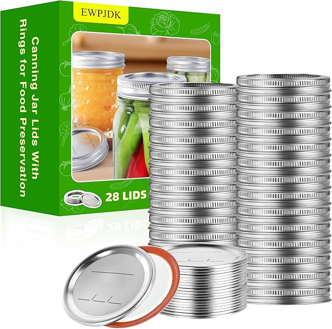 56PCS Canning Lids with Rings For Mason Regular Mouth, Jars Lids With Rings/Bands Mason Jars For Canning Food Fruits DIY Food Grade Material(70mm, 28Lids + 28Rings for Regular Mouth Jar)
