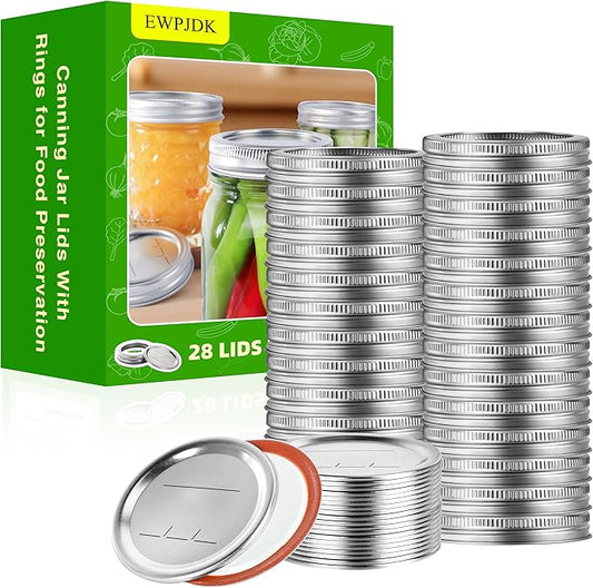 56PCS Canning Lids with Rings For Mason Regular Mouth, Jars Lids With Rings/Bands Mason Jars For Canning Food Fruits DIY Food Grade Material(70mm, 28Lids + 28Rings for Regular Mouth Jar)