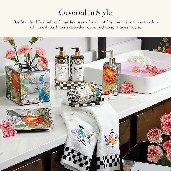 MACKENZIE-CHILDS Tissue-Box Cover, Tissue Holder for Home Decor, Flower Market Reflections, Square